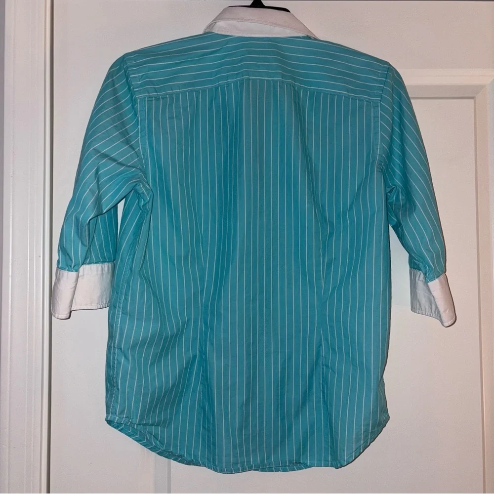 Lauren Ralph Lauren Women’s Blue and White Striped Cotton Shirt - Picture 3 of 6